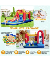 Skonyon 9-in-1 Inflatable Bounce Castle with Water Slide and Splash Pool with 735W Blower