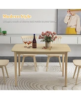 Sugift 48 Inch Solid Wood Dining Table with Rubber Wood Supporting Legs for Kitchen Dining Room-Natural
