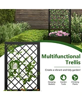 Skonyon 44 Inch Metal Raised Garden Bed with Trellis-Black