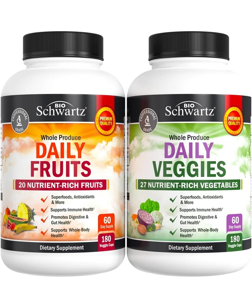 BioSchwartz Daily Fruits and Veggies Supplement for Women and Men - 47 Whole Food Fruits and Vegetables