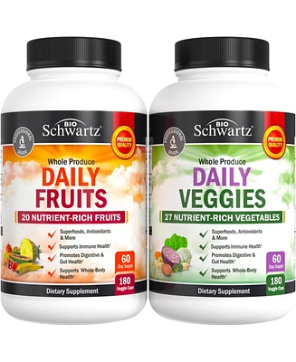 BioSchwartz Daily Fruits and Veggies Supplement for Women and Men - 47 Whole Food Fruits and Vegetables