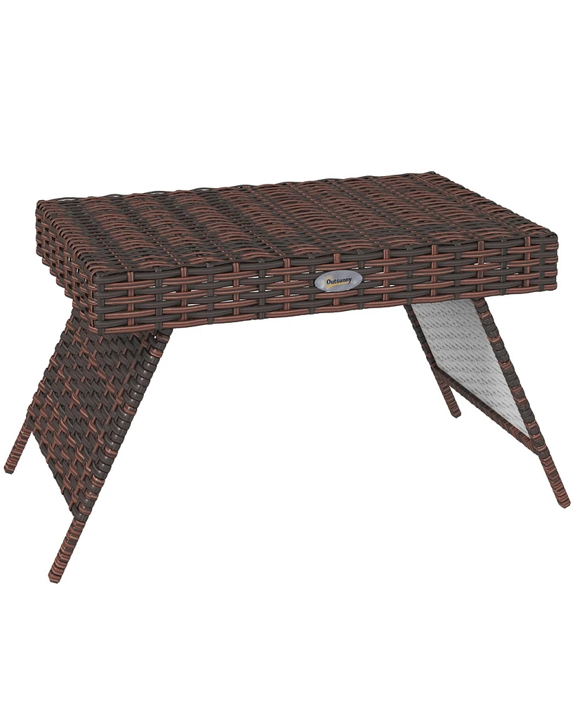 Simplie Fun Hand Woven Rattan Side Table for Outdoor Use