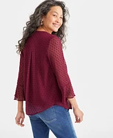 Style & Co Women's Textured Pintuck Ruffle Sleeve Top, Regular Petite, Created for Macy's