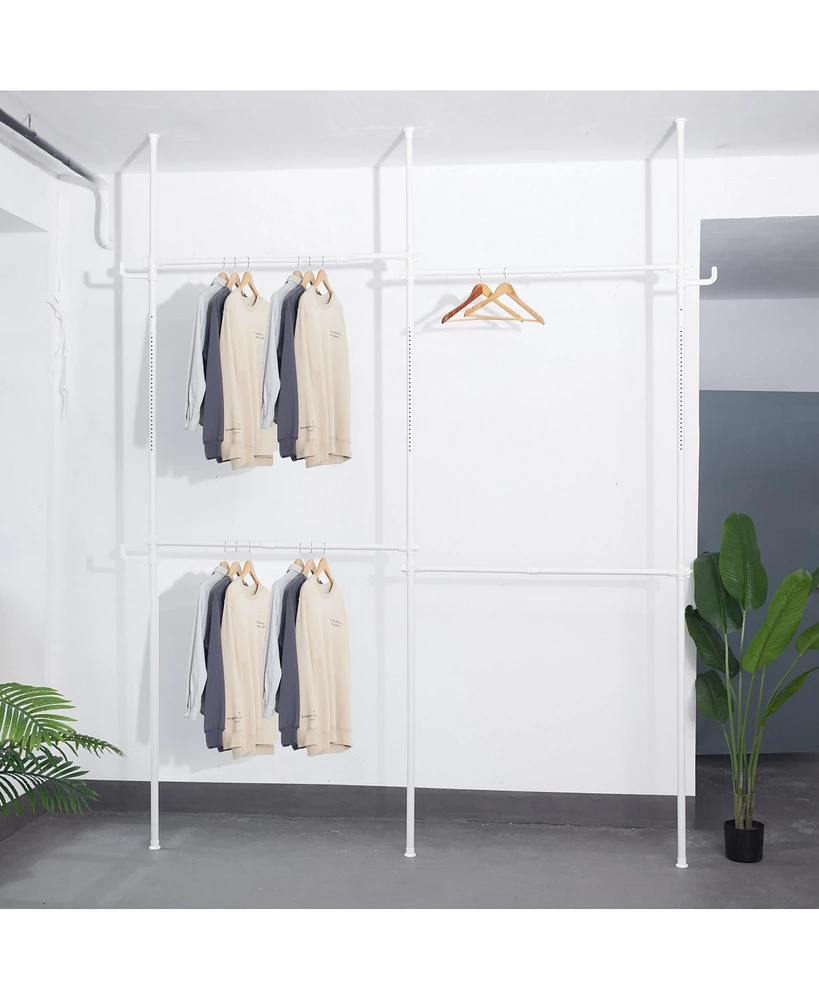 Streamdale Furniture Double Garment Rack: Adjustable, Heavy Duty Clothes Hanging System