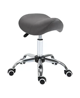 Simplie Fun Cozy Roll-Saddle Stool: Height-Adj. Pu Leather Spa Swivel Chair