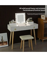 Streamdale Furniture Led Vanity Desk with Mirror, Power Outlet, and Storage