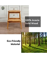 Streamdale Furniture Acacia Wood Two Steps Stool Small Size Rectangle