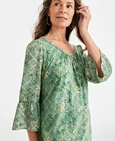 Style & Co Petite Scandi Mixed-Media Top, Created for Macy's