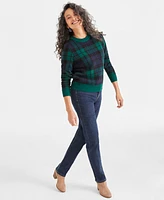 Style & Co Women's Plaid Crewneck Pullover Sweater, Created for Macy's