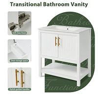30-Inch Green Vanity with Sink and Storage