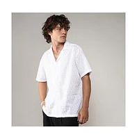 Men's Chalk White Embroidered Circular Shirt