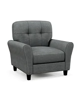 Sugift Modern Upholstered Accent Chair with Rubber Wood Legs