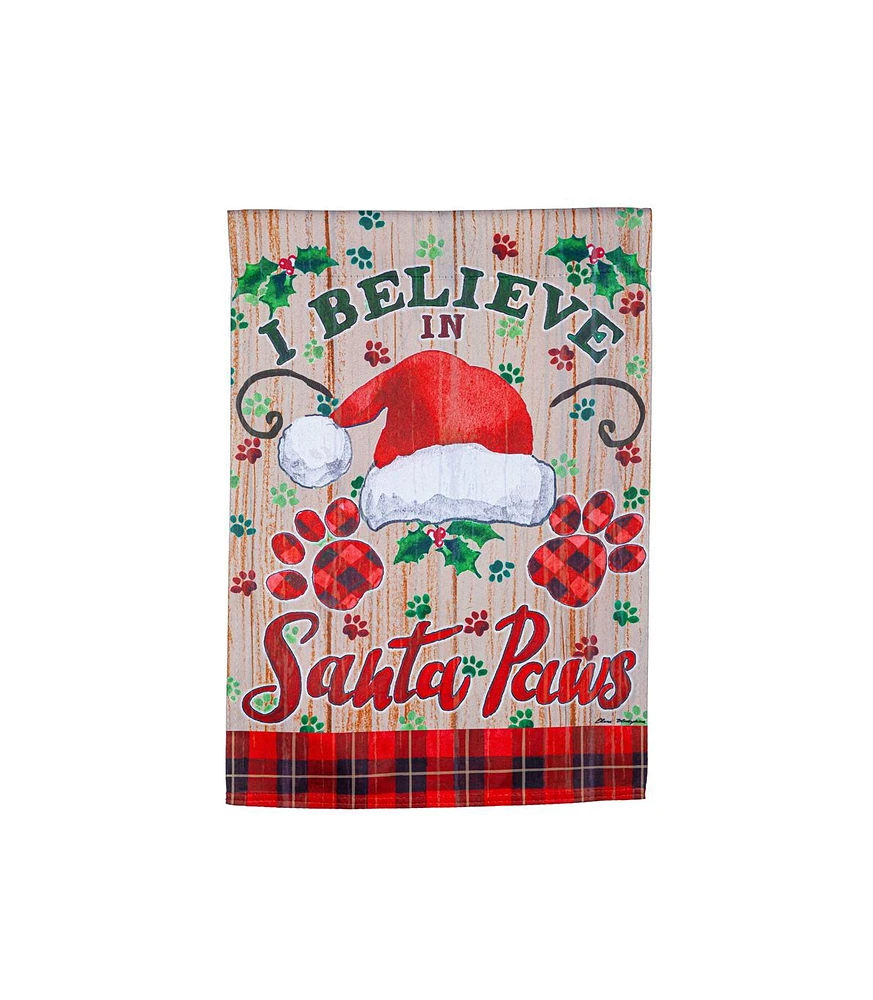 Evergreen Garden Flag Santa Paws Suede Double Sided Indoor Outdoor Decor 18" x 12.5"