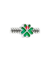 Bling Jewelry Good Luck Lucky 3D Red Lady Bug Irish Shamrock Enamel Green Heart Clover Charm Bead For Women Sterling Silver Fits European Bracelet