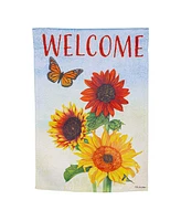 Evergreen Sunflower Trio Suede Garden Flag