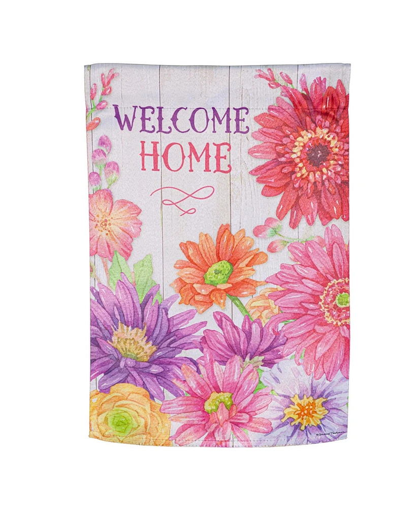 Evergreen Welcome Home Spring Suede Garden Flag