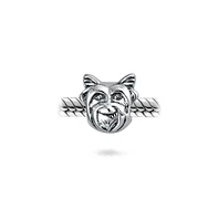 Bling Jewelry Face Dog Puppy Pet Animal Lover Yorkie Dog Bead Charm For Women Oxidized Sterling Silver Fits European Bracelet