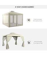 9.6' x 11.6' Patio Gazebo: Garden Canopy Shelter with Netting