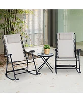 Streamdale Furniture 3-Piece Outdoor Rocking Chair Set with Glass Table