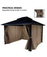 Aoodor Gazebo Curtain Replacement-Universal 4-Panel Sidewalls 10'x12',Patio Privacy Curtains with Double Zipper,Uv Resistant,Perfect for Outdoor Canop