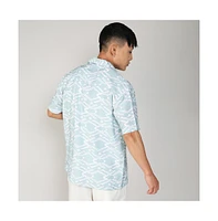Men's Icy Blue Geometric Overlap Shirt
