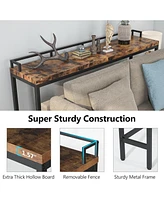 Tribesigns 70.9 inch Extra Long Sofa Table Rustic Industrial Console Behind Couch