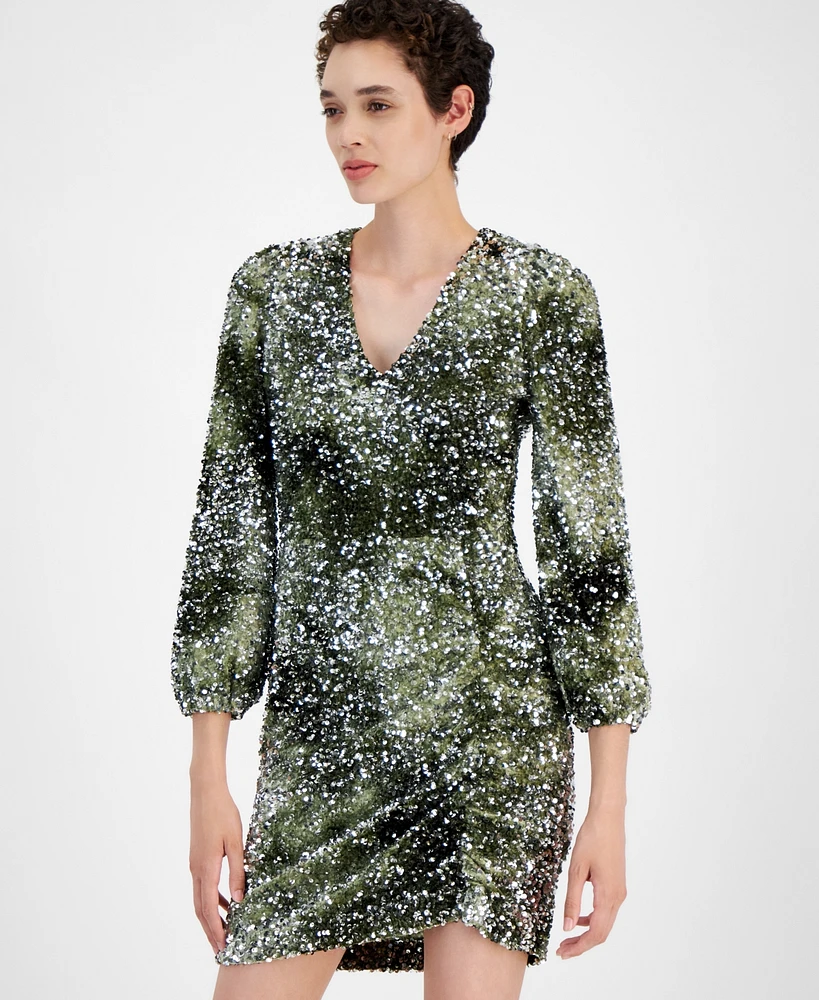 Boss Orange Women's V-Neck 3/4-Sleeve Sequin Dress