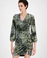 Boss Orange Women's V-Neck 3/4-Sleeve Sequin Dress