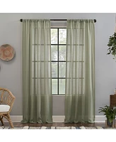 Crushed Texture Anti-Dust Sheer Linen Blend Curtain Panel