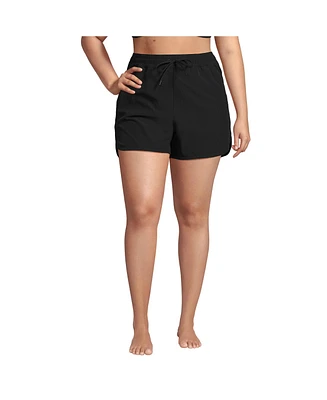 Lands' End Plus Woven Packable 3" Dolphin Hem Swim Cover-up Shorts