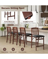 Skonyon Set of 2 Counter Height Chairs Folding Kitchen Island Stool with Padded Seat-Brown