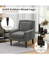 Skonyon Mid-century Modern Armchair Linen Fabric Upholstered Accent Chair with Cushion-Gray