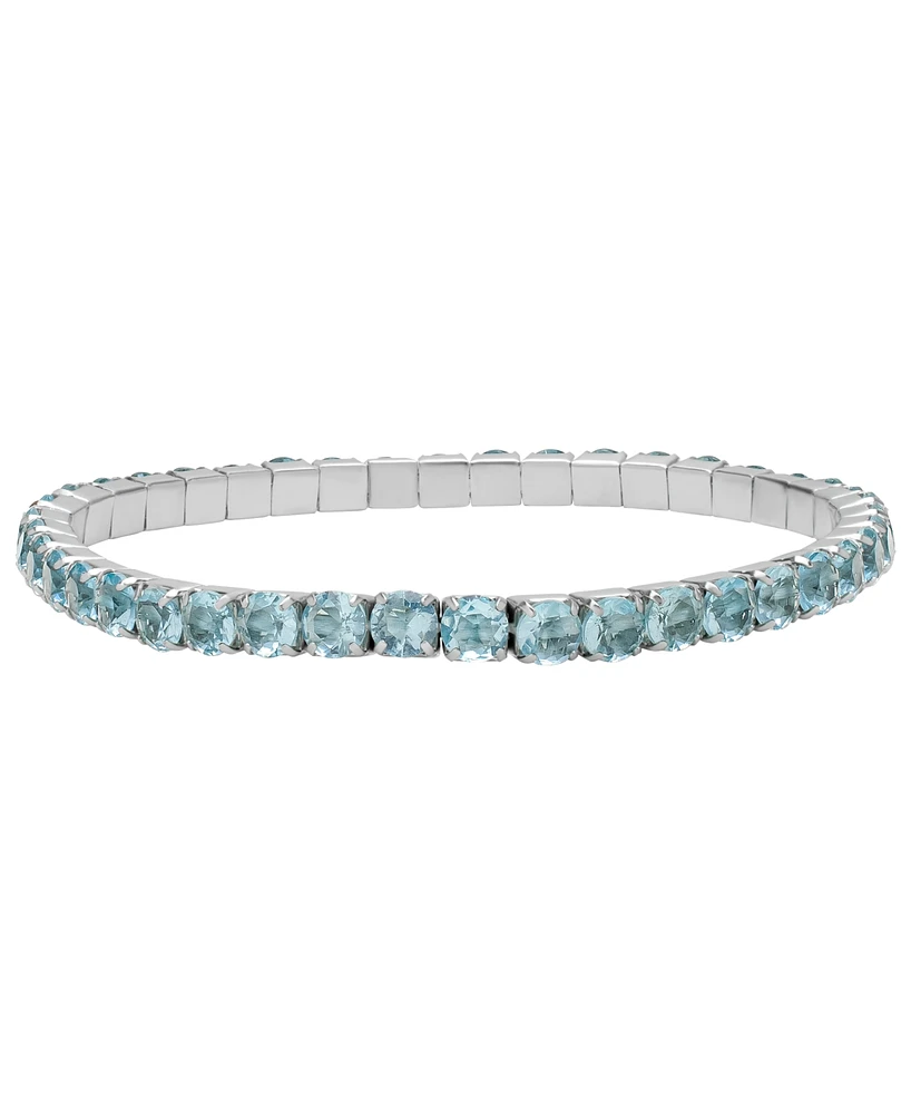 Macy's Simulated Aquamarine March Birthstone Tennis Stretch Bracelet