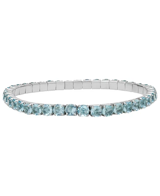 Macy's Simulated Aquamarine March Birthstone Tennis Stretch Bracelet