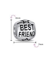 Bling Jewelry Word Best Friend Star Bff Charm Barrel Bead For Women For Oxidized Sterling Silver Fits European Bracelet