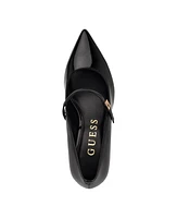 Guess Women's Zands Pointed Toe Mid-Block Heel Patent Mary Janes Pumps