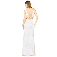 Lara Women's Beaded Bridal Gown with Lace Up Back