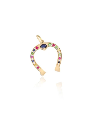 The Lovery Rainbow Gemstone Horseshoe Charm 14K Gold