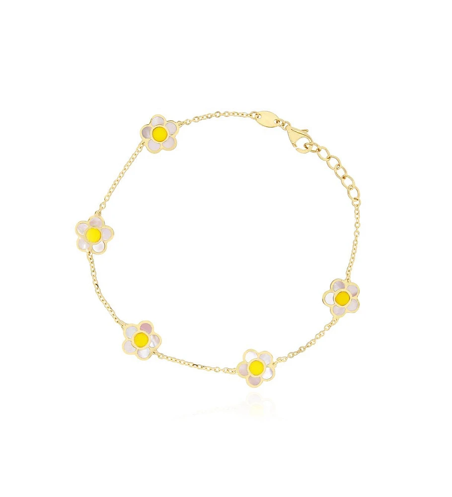 The Lovery Mother of Pearl Daisy Bracelet 14K Gold