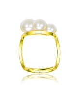 Genevive Sterling Silver 14k Gold Plated with Freshwater Pearls Ball Ring