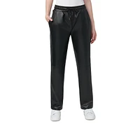 Hue Women's High-Rise Faux-Leather Drawstring Pants