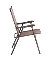 Costway Set of 2 Patio Folding Sling Back Chairs Camping Deck Garden