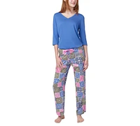 Hue Women's Crochet All Day Printed Pajama Pants