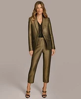 Donna Karan New York Womens Metallic One Button Jacket Slim Leg Ankle Pants