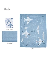 Bedtime Originals Little Aviator 3-Piece Airplane Nursery Baby Crib Bedding Set