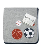 Lambs & Ivy Hall of Fame Sports Jersey/Faux Shearling Cozy Baby Blanket