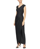 Alex Evenings Women's Surplice-Neck Cap-Sleeve Gown