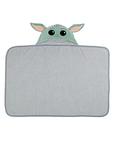 Lambs & Ivy Baby Boys Star Wars The Child/Baby Yoda/Grogu Gray Hooded Baby Bath Towel