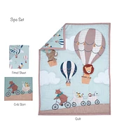 Bedtime Originals Up Up & Away 3-Piece Animals/Hot Air Balloon Crib Bedding Set