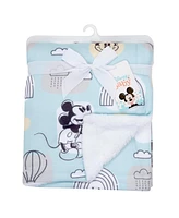 Lambs & Ivy Disney Baby Classic Mickey Mouse Blue/White Soft Fleece Baby Blanket